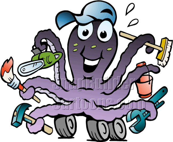 Octopus Cleaning Clipart (600x600), Png Download