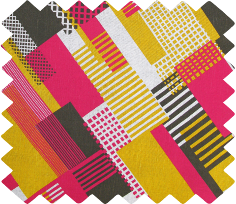 Pink, Brown, Mustard - Black Fabric Samples (480x414), Png Download