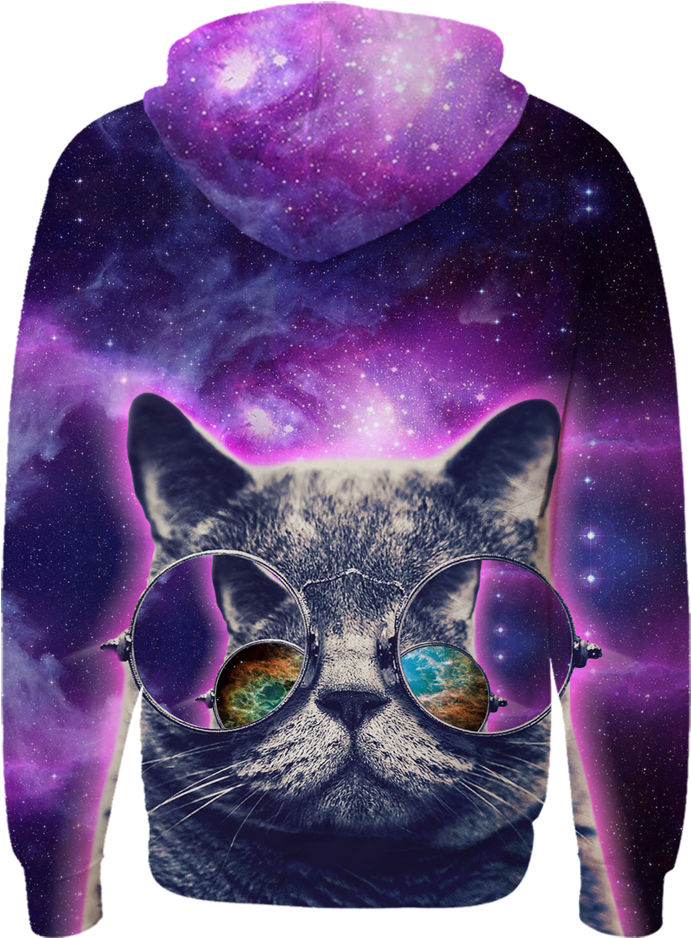 Ripped Kitten Hoodie - Cute Lovely Sweet Cool Cartoon Art Deco Painting Cat (861x1126), Png Download