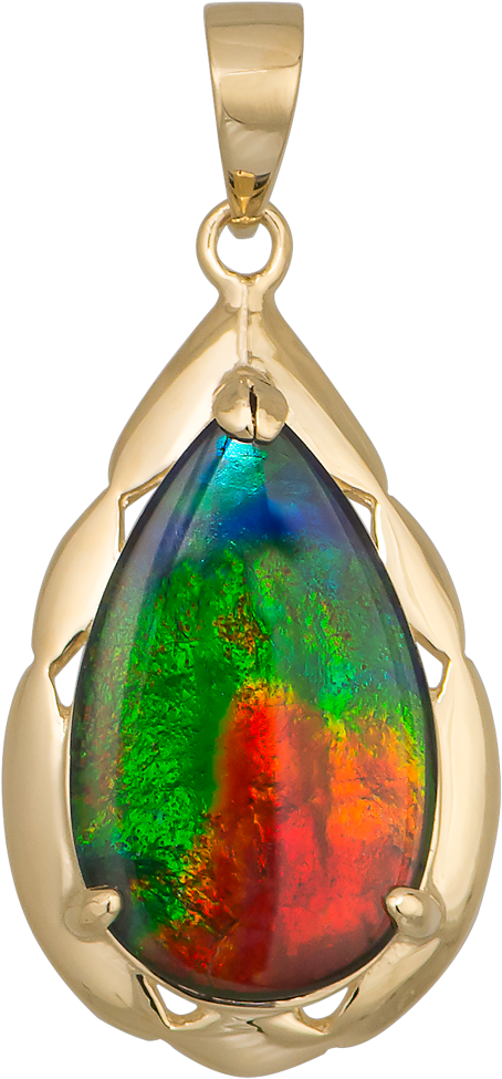 Rene 14k Yellow Gold Pendant By Korite Ammolite - 14k Gold Ammolite Pendant Shop (1200x1200), Png Download