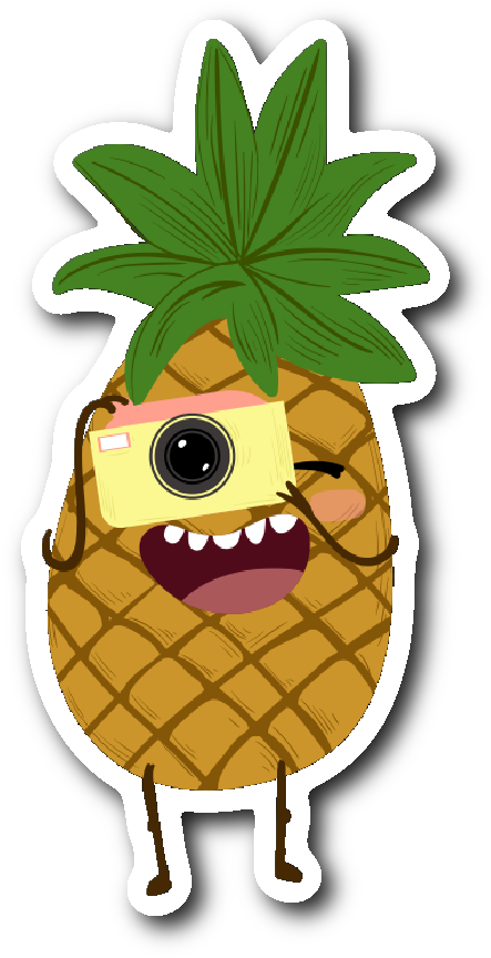 Pineapple Snapping A Picture Sticker - Pineapple Camera (1064x1064), Png Download