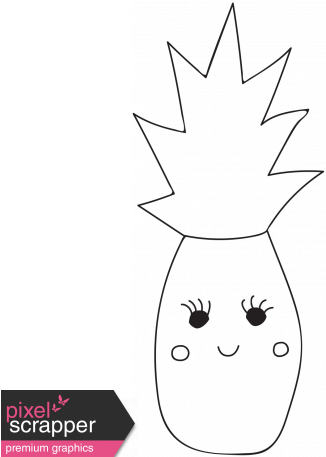 Cute Outline Pineapple Illustration - Digital Scrapbooking (456x456), Png Download