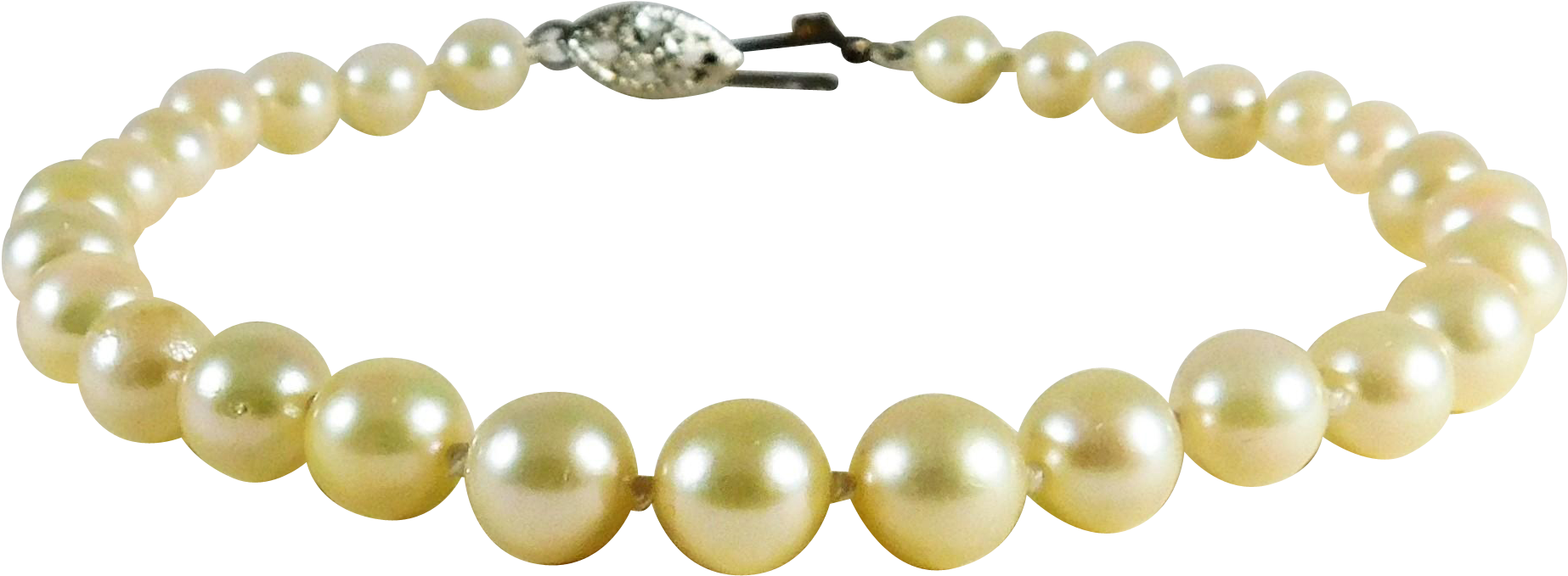 Dazzling 14k White Gold And Lustrous White Pearl Bracelet (1845x1845), Png Download