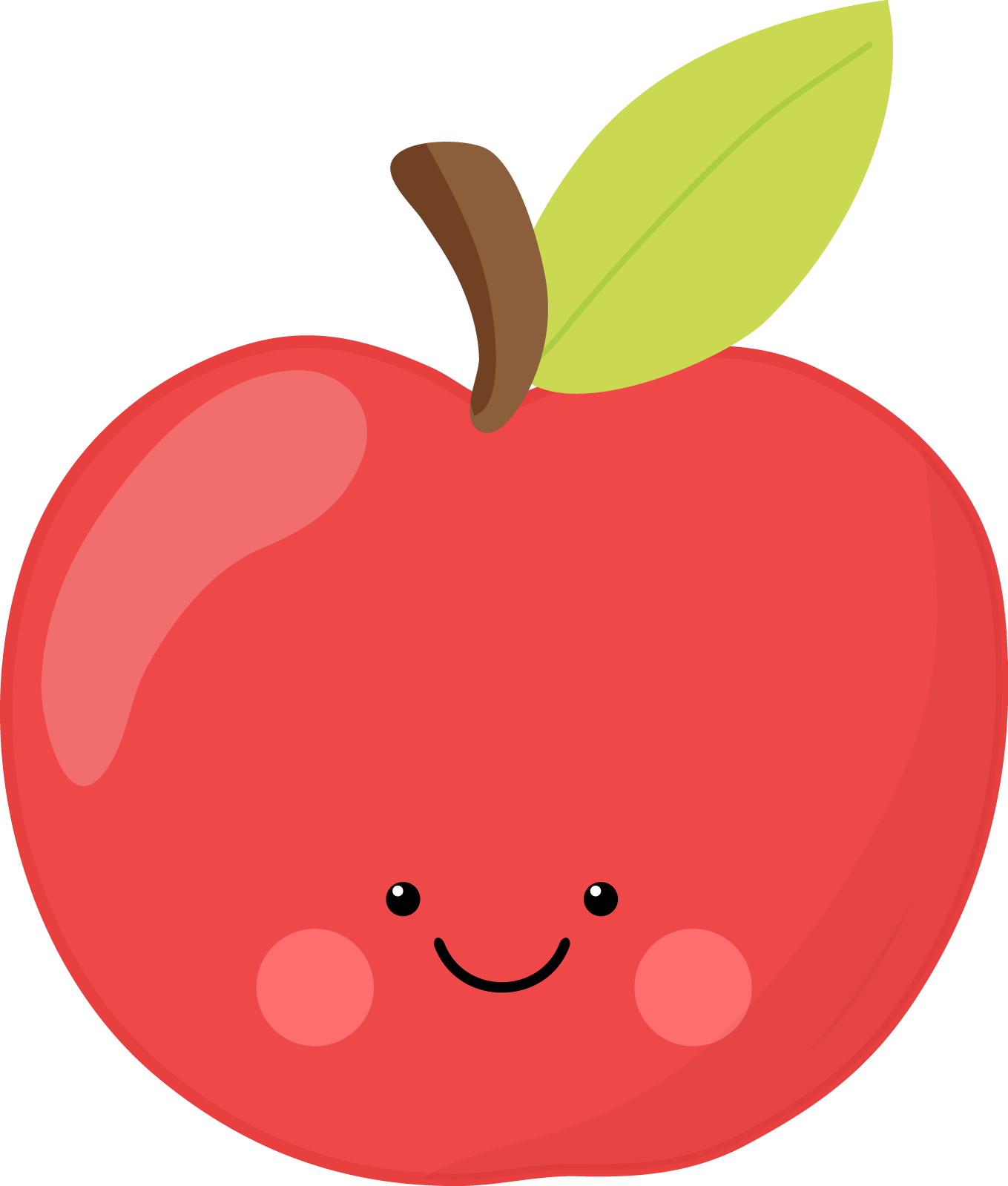 Cute Red Apple (1359x1599), Png Download