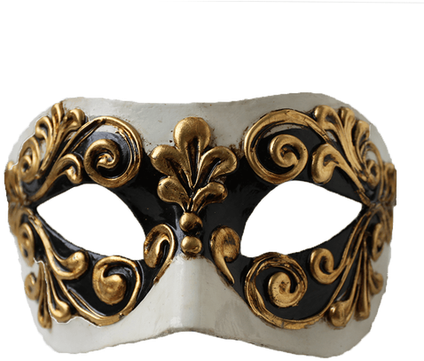 Colombina Black & Gold Italian Mask - Mask (500x500), Png Download