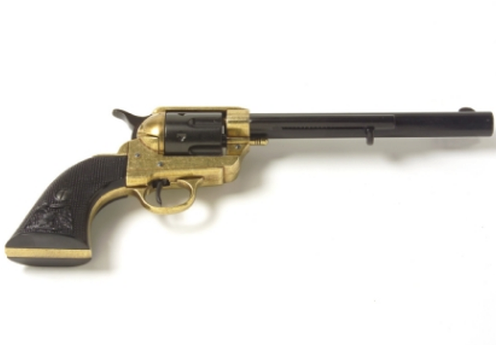Old West Black And Gold Cavalry Barrel Revolver - Denix 22-1109l M1873 Replica Old West Revolver Cavalry (503x503), Png Download