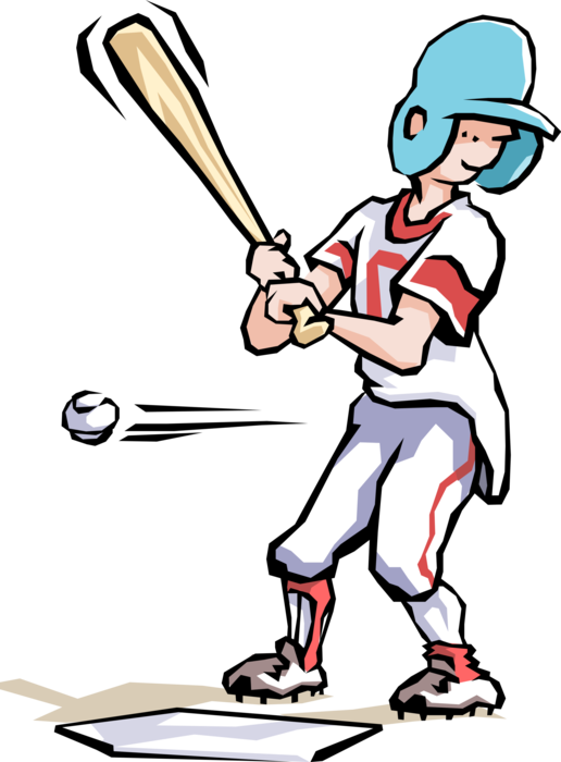 Vector Illustration Of Kid Baseball Player Swings The - Clip Art (516x700), Png Download