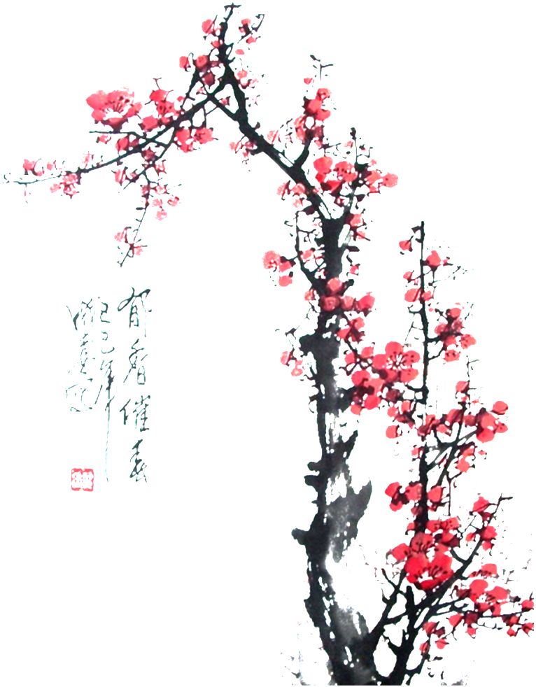 Chinese Style Hand Painted Flower Elements - Hoa Đào Thư Pháp (1024x1024), Png Download