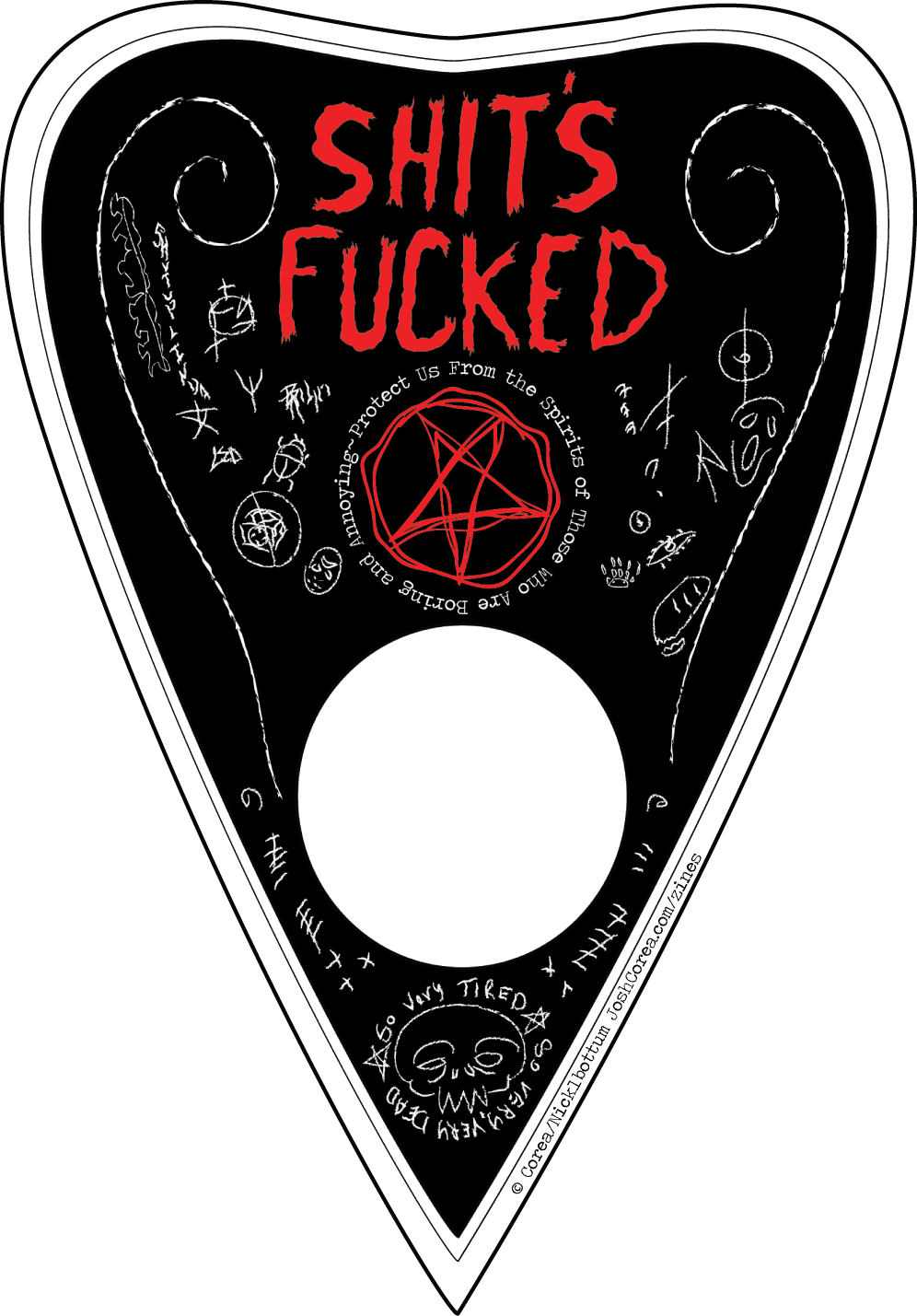 Shit's Fucked Planchette Sticker (996x1429), Png Download