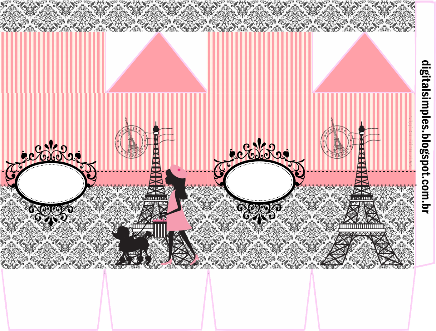 Caixa Giz De Cera Tema Festa Paris - Moldes Caixas De Paris Para Imprimir (1600x1131), Png Download