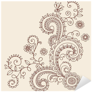 Flowers Henna Doodle Vines Vector Design Elements Sticker - Henna Doodles (400x400), Png Download