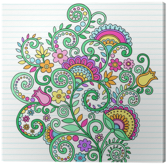 Henna Notebook Doodle Vines Vector Illustration Canvas - Mandala Cat And Swear Word Coloring Books (400x400), Png Download