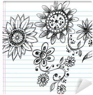 Sketchy Doodle Henna Flowers And Vines Vector Wall - African Daisy (400x400), Png Download