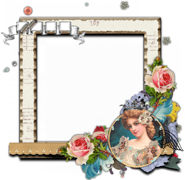 Blog Post Pretty, Print It Out And Then Use It For - Vintage Rose Large Luggage Tag (600x600), Png Download