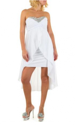 Vestido Escote Corazón Blanco - Dress (406x516), Png Download