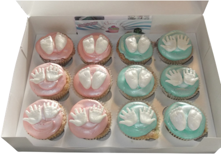 Baby Hands And Feet Cup Cakes - Cupcake (460x345), Png Download
