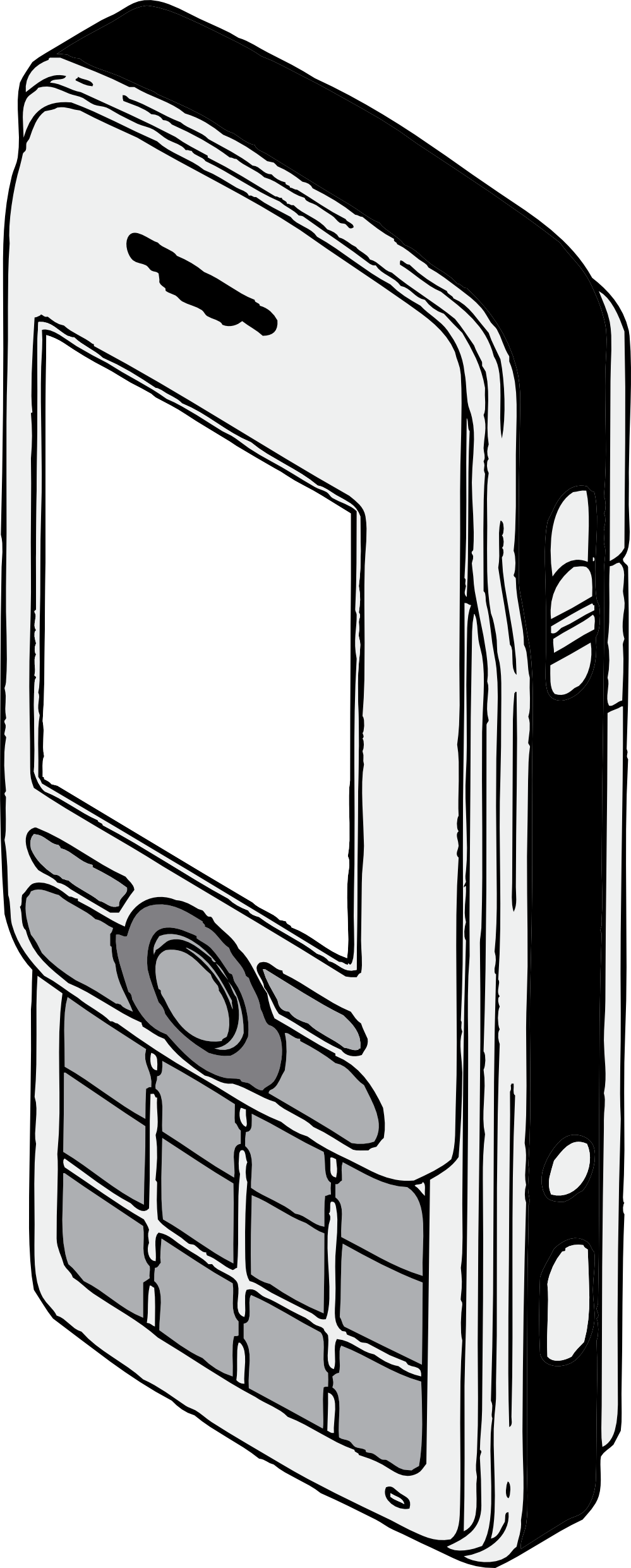 Cell Phone Black White Line Art Coloring Book Colouring - Clip Art (999x2482), Png Download