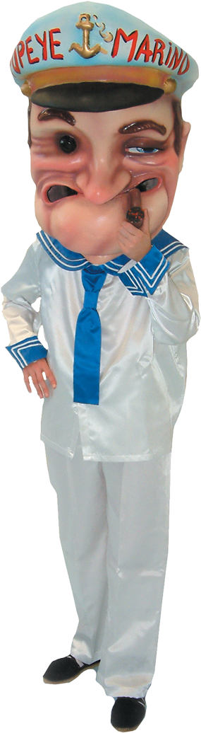 Cabezudo Comparsa Marinero - Cabezudos Popeye (496x1134), Png Download