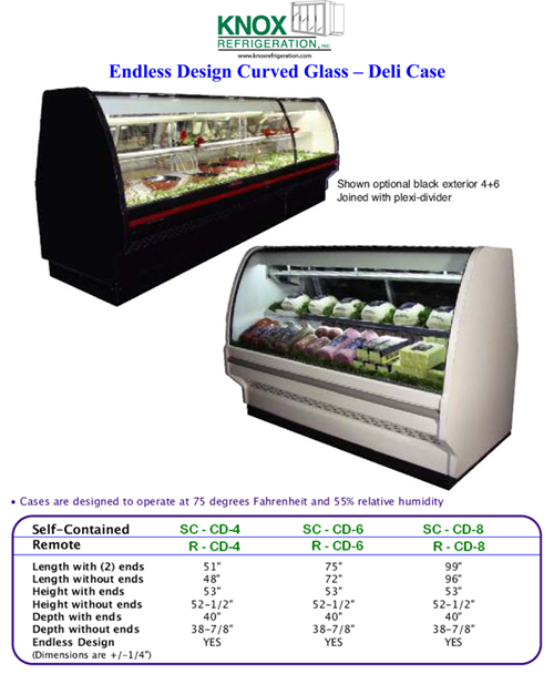 Cd-6 Self Contained Curved Glass Single Duty 75″ Wide - Howard Mccray 51 Refrigerated Deli Curved Glass Display (500x608), Png Download