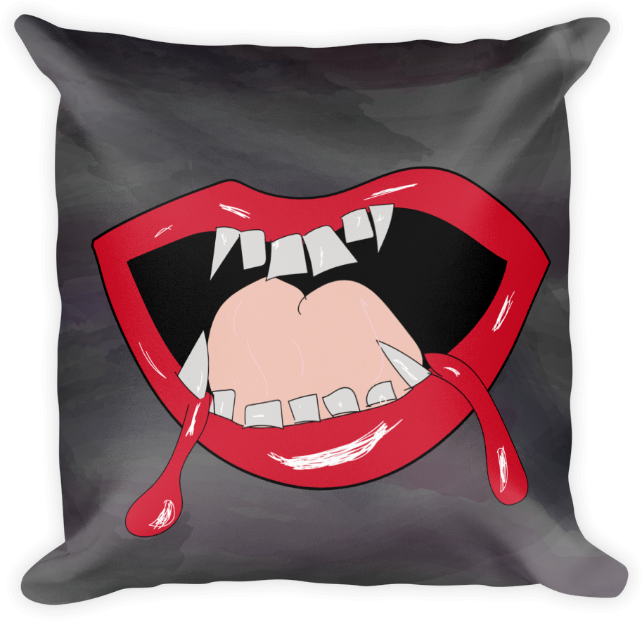 Vampire Lips Dark Square Pillow - Square Pillow (1000x1000), Png Download