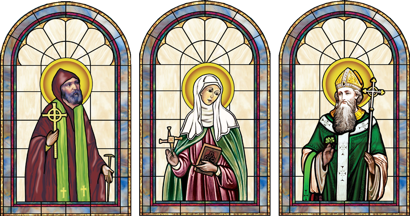 Catholic Stained Glass Window Png Photo - Catholic Saints Stained Glass (1405x741), Png Download