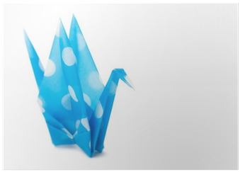 Semi-transparent Cyan Paper Crane On White Background - Photograph (400x400), Png Download