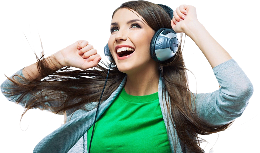 Slider Man 07 - Woman Listening To Music (880x520), Png Download