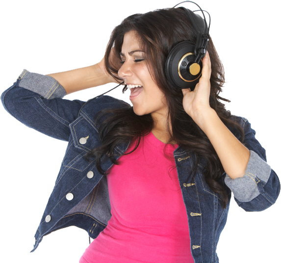 5 Radio Ads From Away That Every Maine Small Business - Girl With Headphone Png (585x537), Png Download