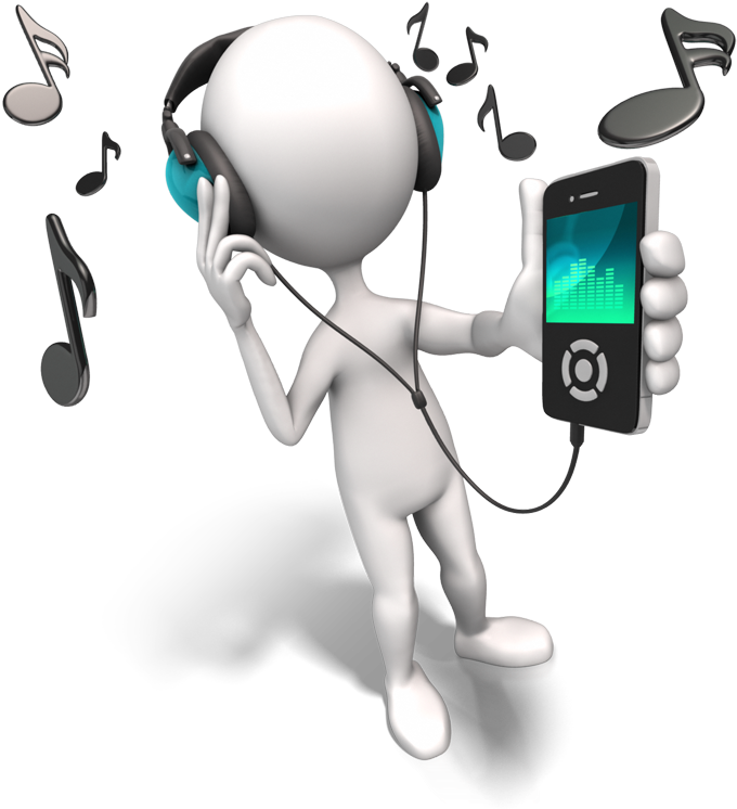 With - Stick Figure Listening To Music (800x751), Png Download