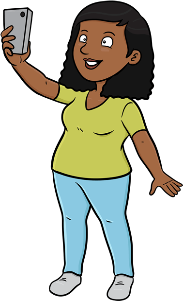 Taking A Selfie - Selfie Black Girls Cartoon (618x618), Png Download