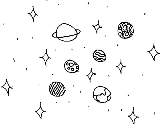 Report Abuse - Stars And Planets Drawing (552x430), Png Download