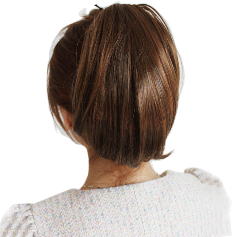 On The Comb Wig Female Buckle Short Straight Hair Pear - Ponytail (800x800), Png Download