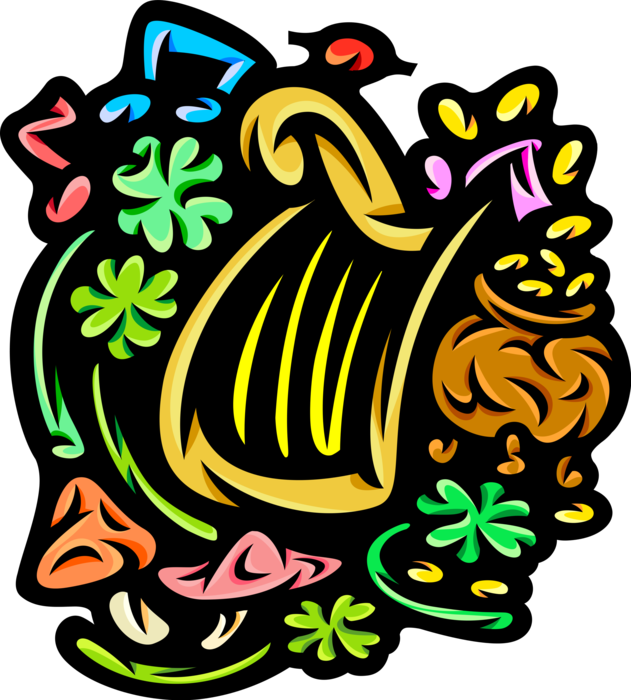 Vector Illustration Of St Patrick's Day Celtic Harp (631x700), Png Download