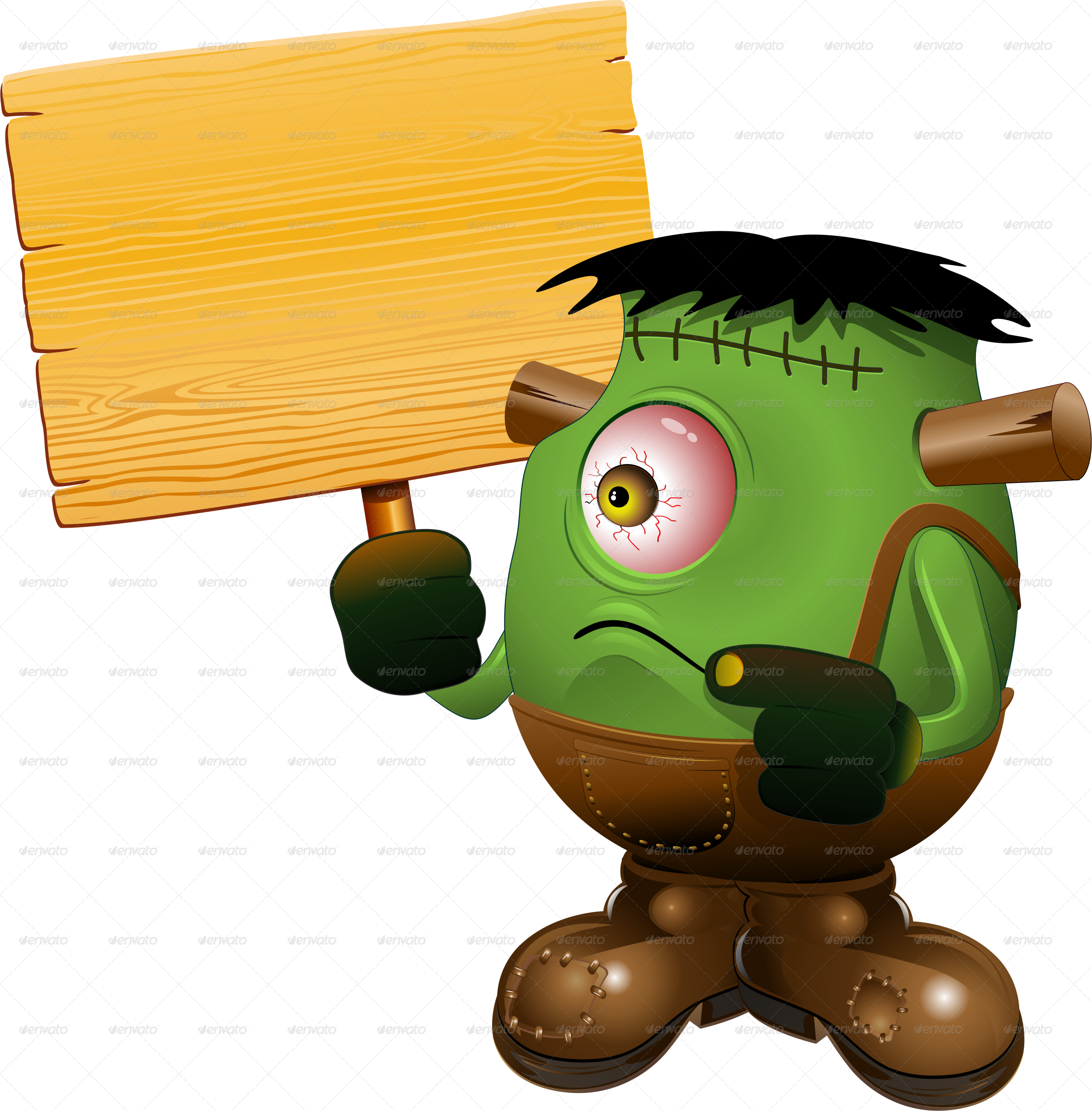 Frankenstein Monster One Eyed Cartoon By Bluedarkat - Frankenstein Cartoon Png (2416x2459), Png Download