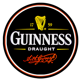 The Harp Inn Irish Pub - Round Guinness Sign (548x332), Png Download
