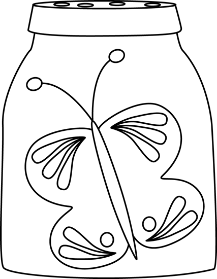 Black And White Butterfly In A Jar - Butterfly In Jar Black And White (427x550), Png Download