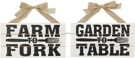 Wood Farm/garden Sign W/ Burlap Bow 12"l 2 Assorted - Product (500x254), Png Download