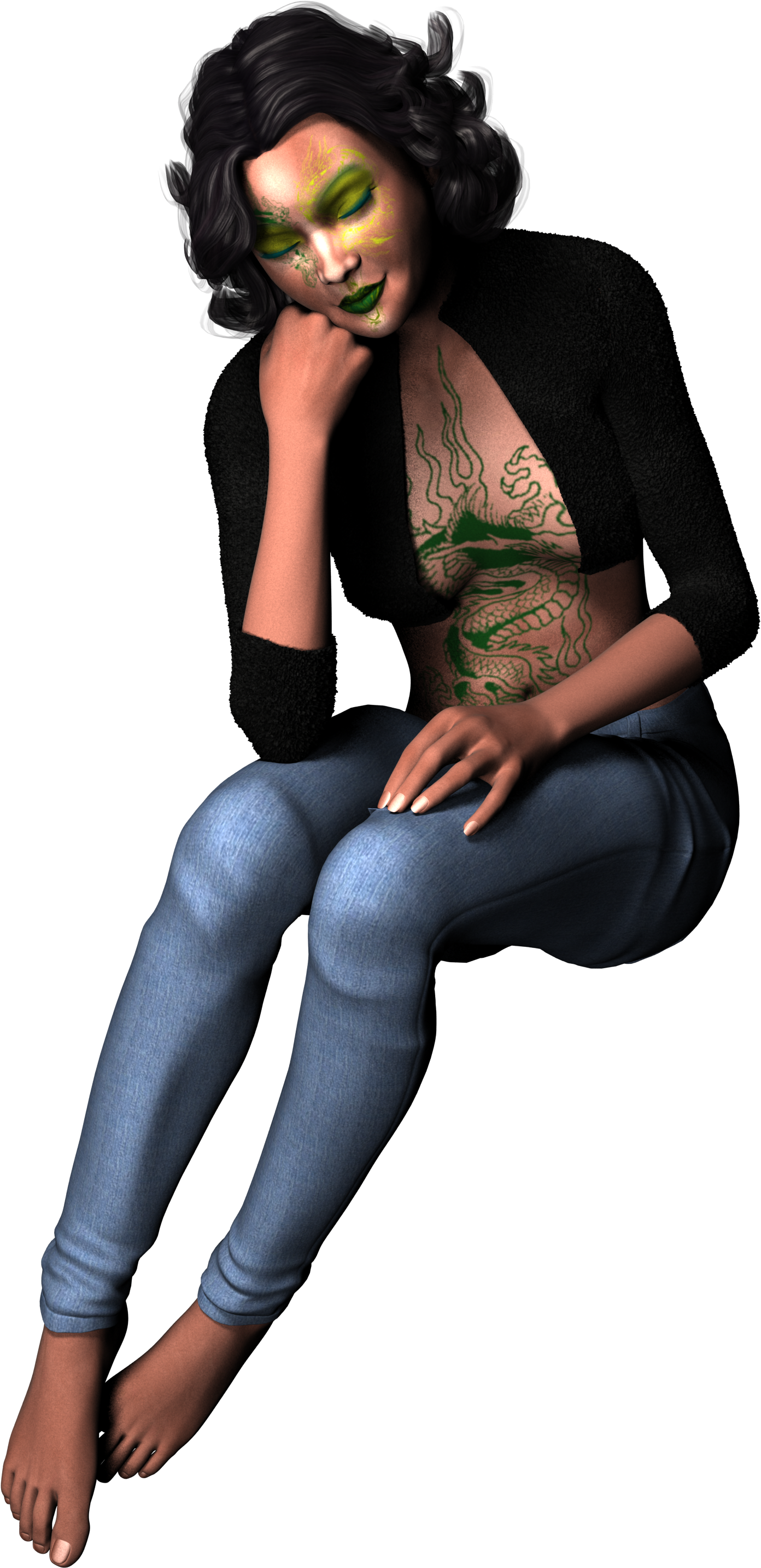 Woman Sitting Dark Tattoo Young 1216955 - Orang Duduk Png (2318x3000), Png Download
