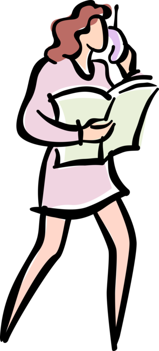 Vector Illustration Of Businesswoman Talks On Cellular (317x700), Png Download