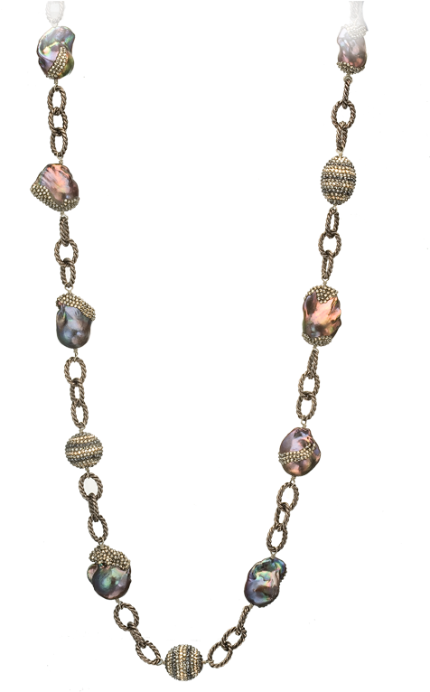 Swarovski Crystal Accented Baroque Peacock Fresh Water - Necklace (1000x1000), Png Download