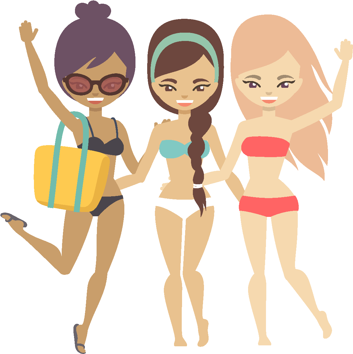 Cartoon Beach Bikini Beauty Elements - Cartoon (1772x1378), Png Download