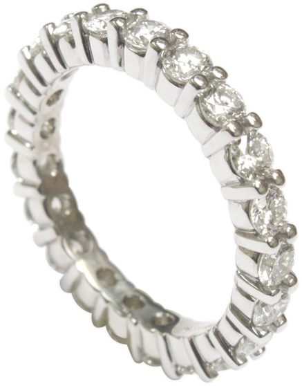 14k White Gold Pave Eternity Band 14k White Gold Pave - Gold (600x600), Png Download