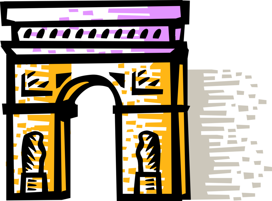 Vector Illustration Of Arc De Triomphe Triumphal Arch - Arc De Triomphe Free Clipart (945x700), Png Download