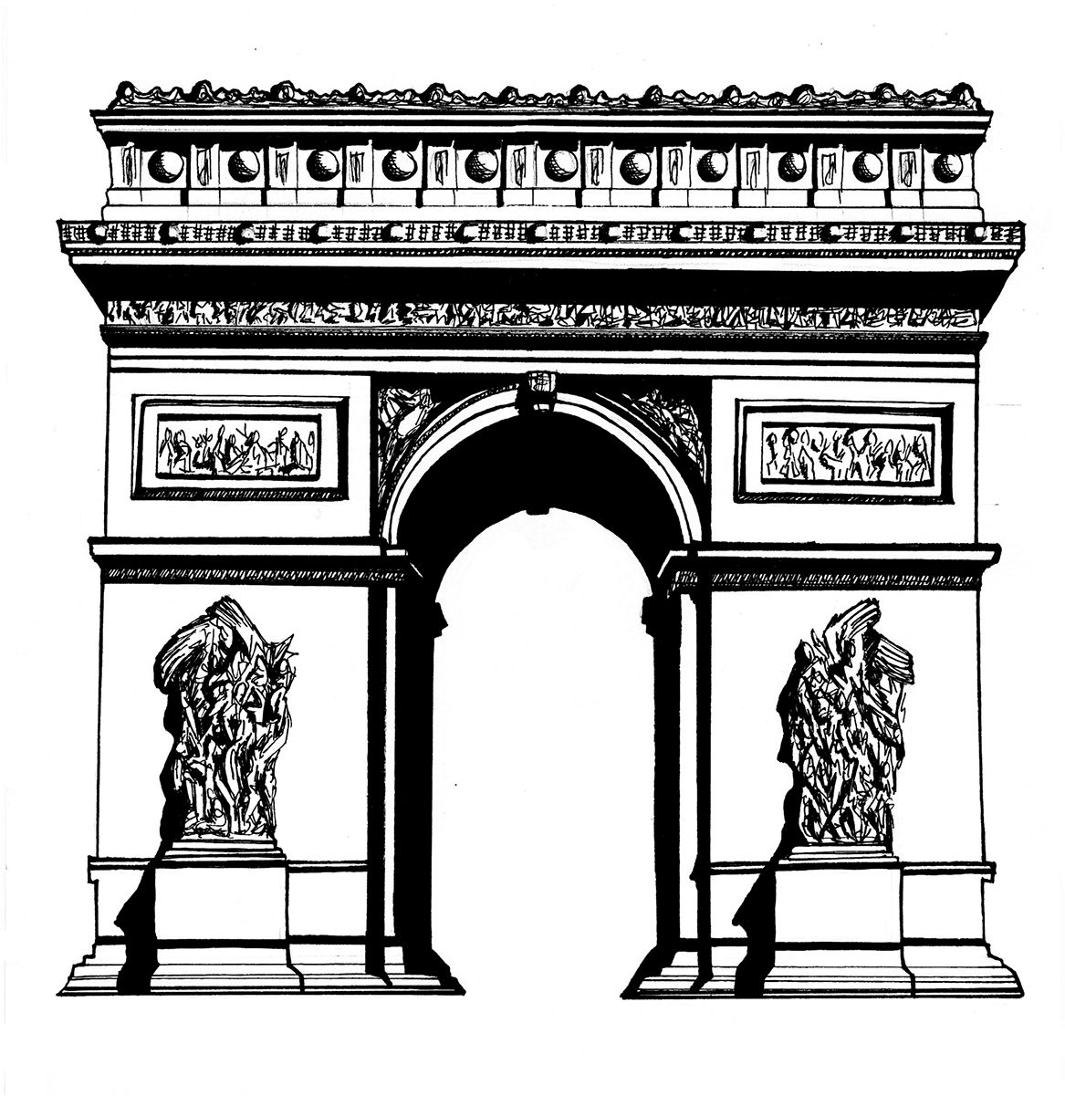 Arc De Triomphe (1400x1422), Png Download