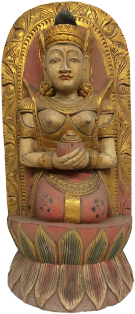 Old Wooden Dewi Sri - Statue (480x640), Png Download