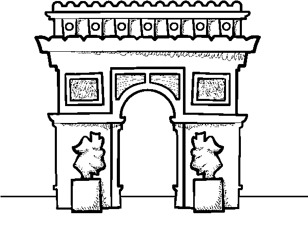 Coloriage De Un Arc De Triomphe Pour Colorier - Arco Del Triunfo Romano Dibujo (600x470), Png Download