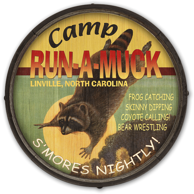 Camp Run A Muck Barrel End Wooden Sign Old Wood Signs - Camp Run A Muck (730x730), Png Download