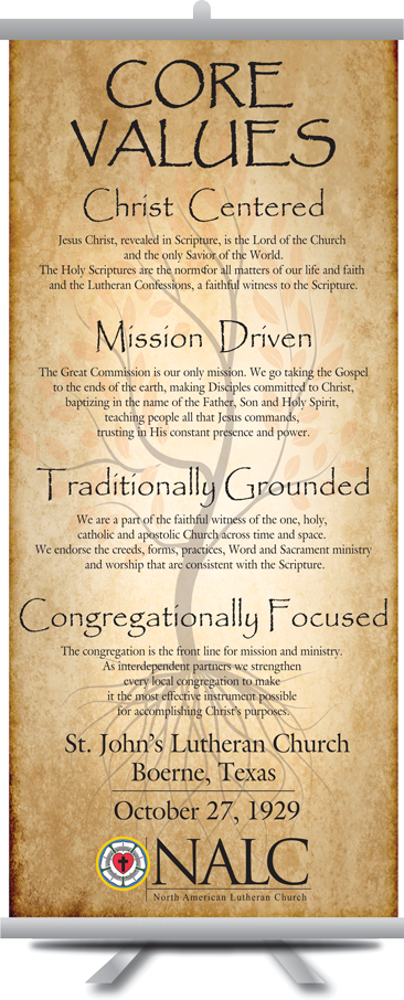 Nalc Lutheran Core Values Banner - North American Lutheran Church (366x906), Png Download