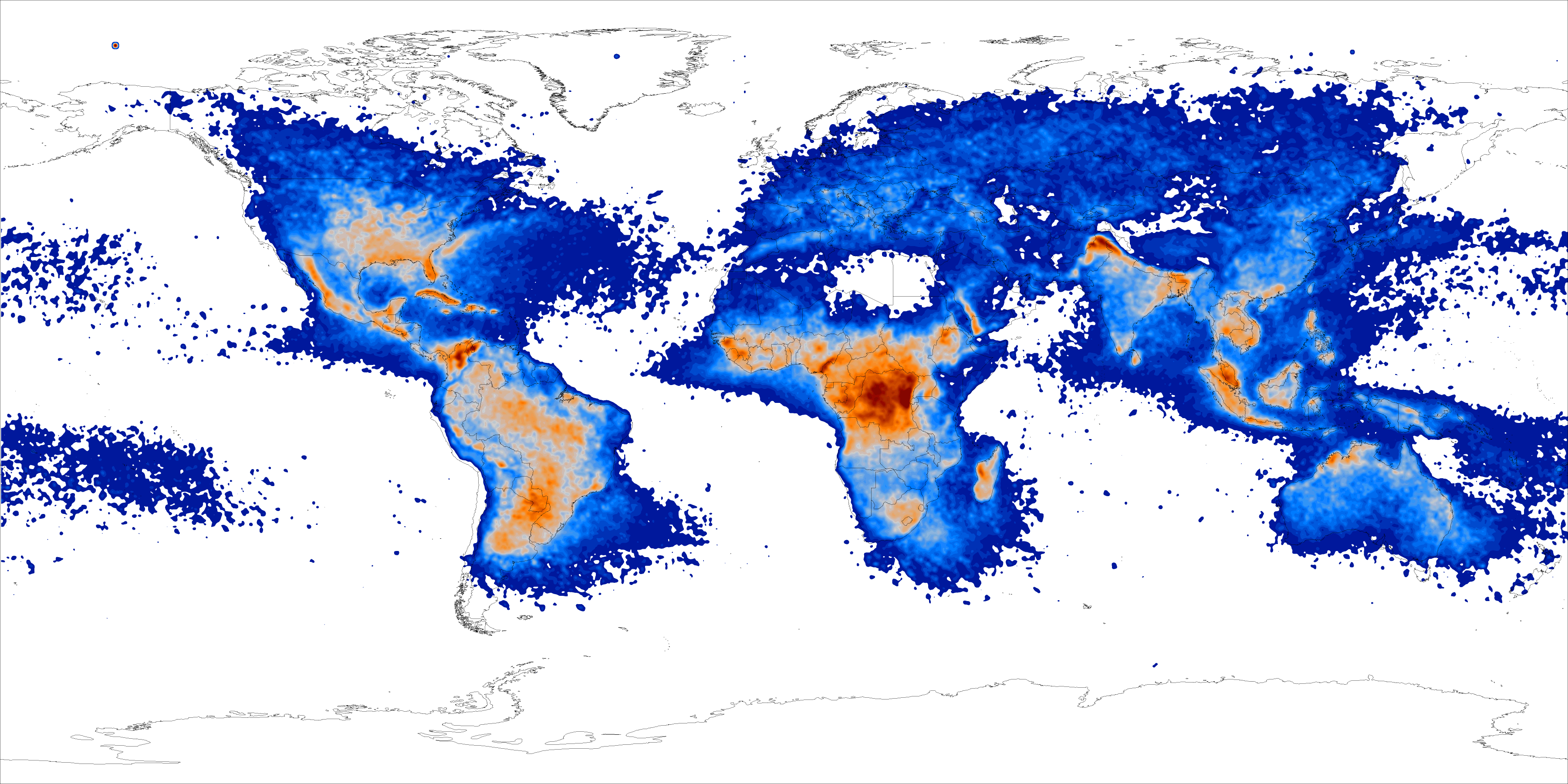 Lightning Map - Lightning Map Usa (3600x1800), Png Download