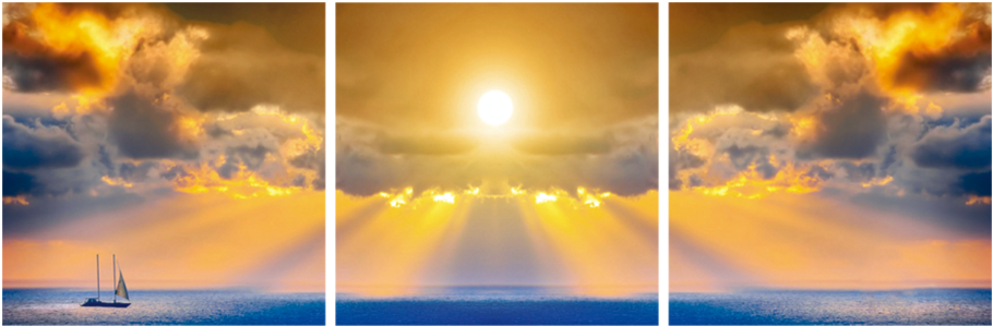 Sun Through Dramatic Clouds - Modrest 'horizon' Canvas 3-panel Photo Artwork, Size (1024x414), Png Download